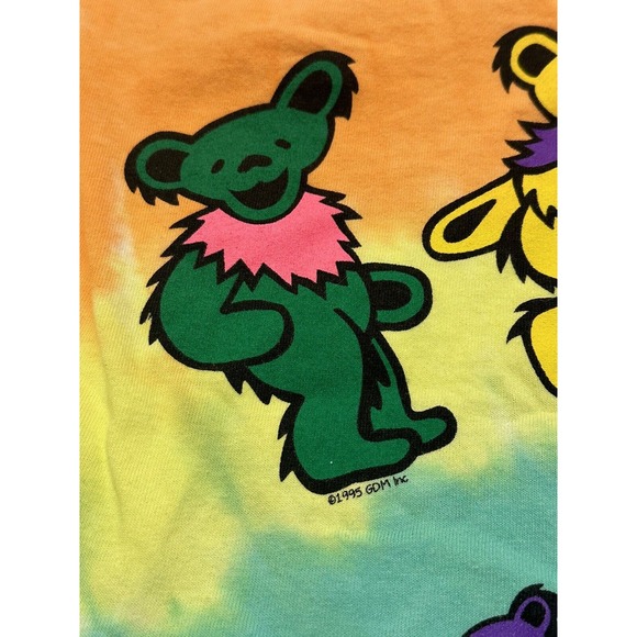 Liquid blue Grateful Dead dancing spiral bears graphic t shirt tie dye L band - Picture 6 of 6